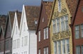 Houses in Bryggen, Bergen, Norway. Bryggen is the site of the original settlement of Bergen, and the cityÃ¢â¬â¢s best-preserved Royalty Free Stock Photo